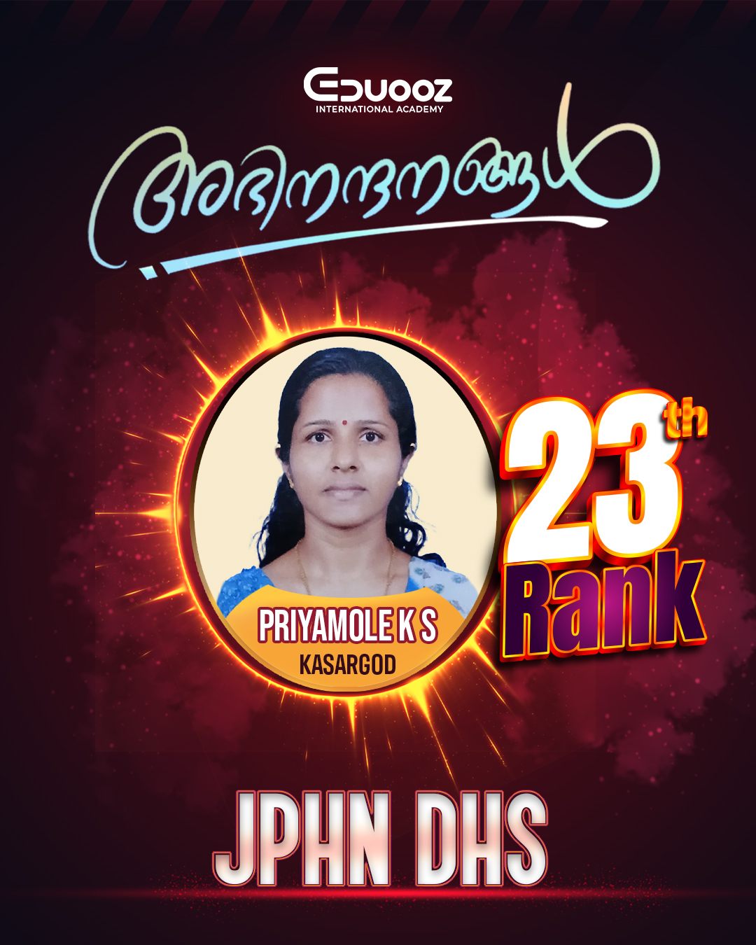 Rank holder portrait: 23 Priyamole K S JPHN DHS.jpg
